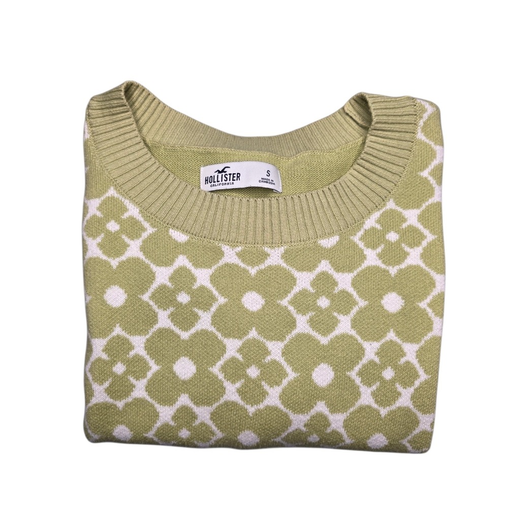 Womens‎ Hollister Light Green Floral  Knit Crop Top S